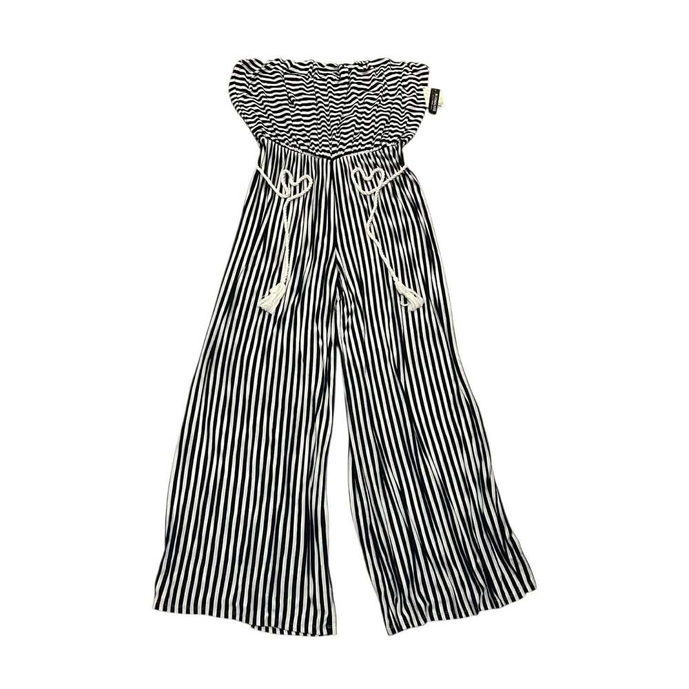 Blooming Rose Woman Strapless Navy and White Striped Wide Leg Jumpsuit Size 3X